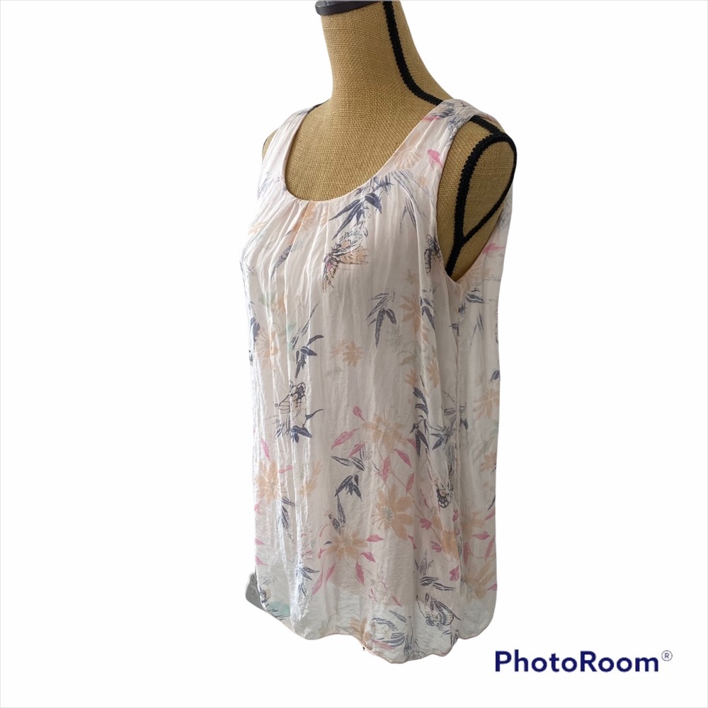 Elena Baldi Women's size M Silk Top Blouse shirt Floral Sleeveless has lining